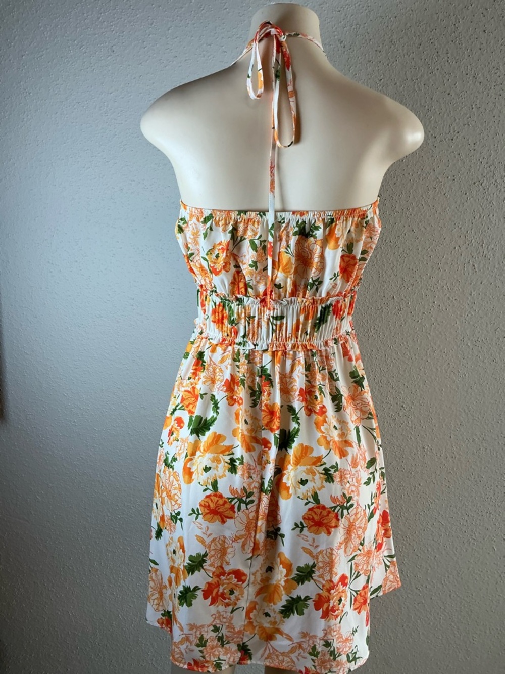 Sienna Sky White Halter Mini Dress with Orange Floral Print - Picture 5 of 8